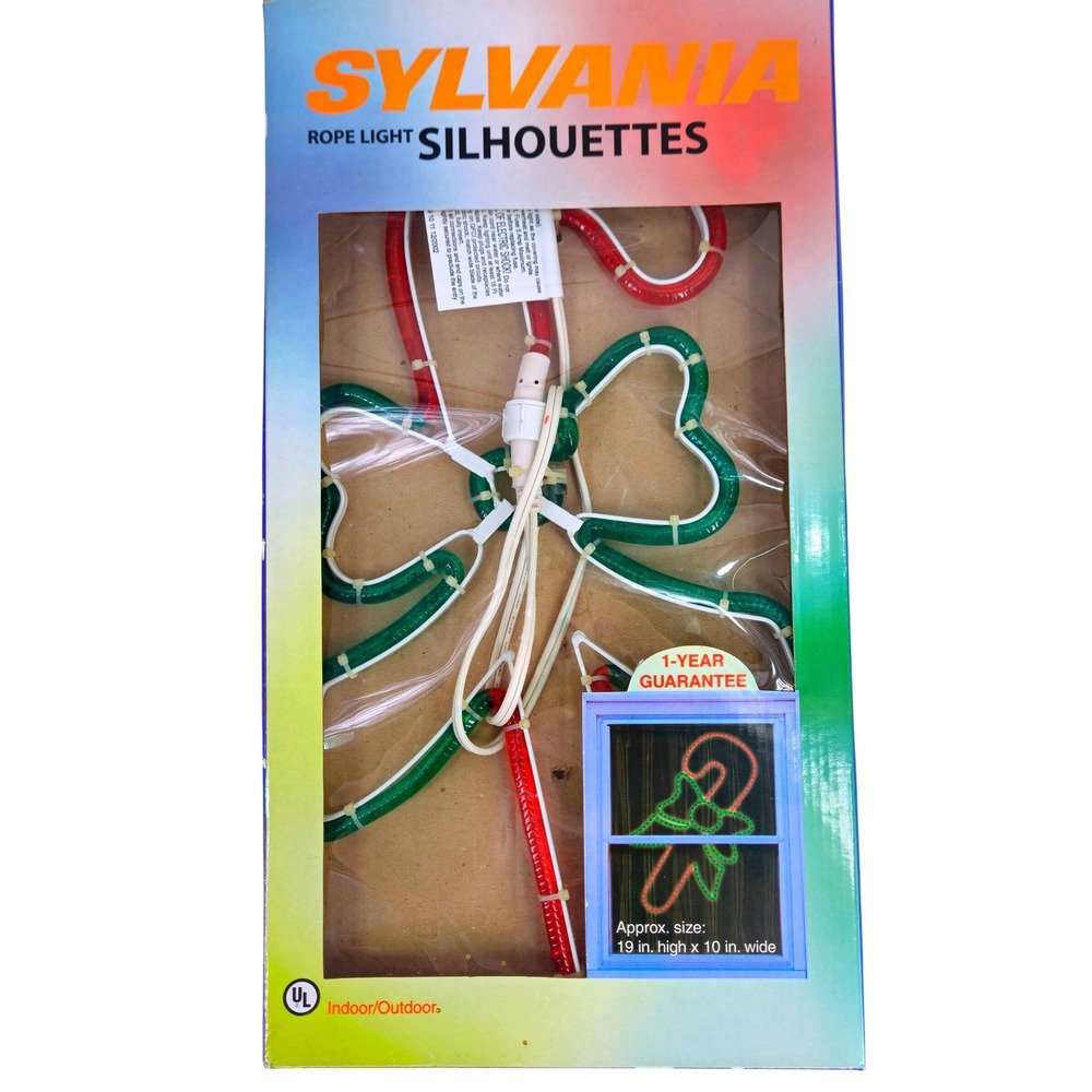 Sylvania Rope Light Silhouette Candy Canes Bow Christmas Decor 19x10 Vintage '02